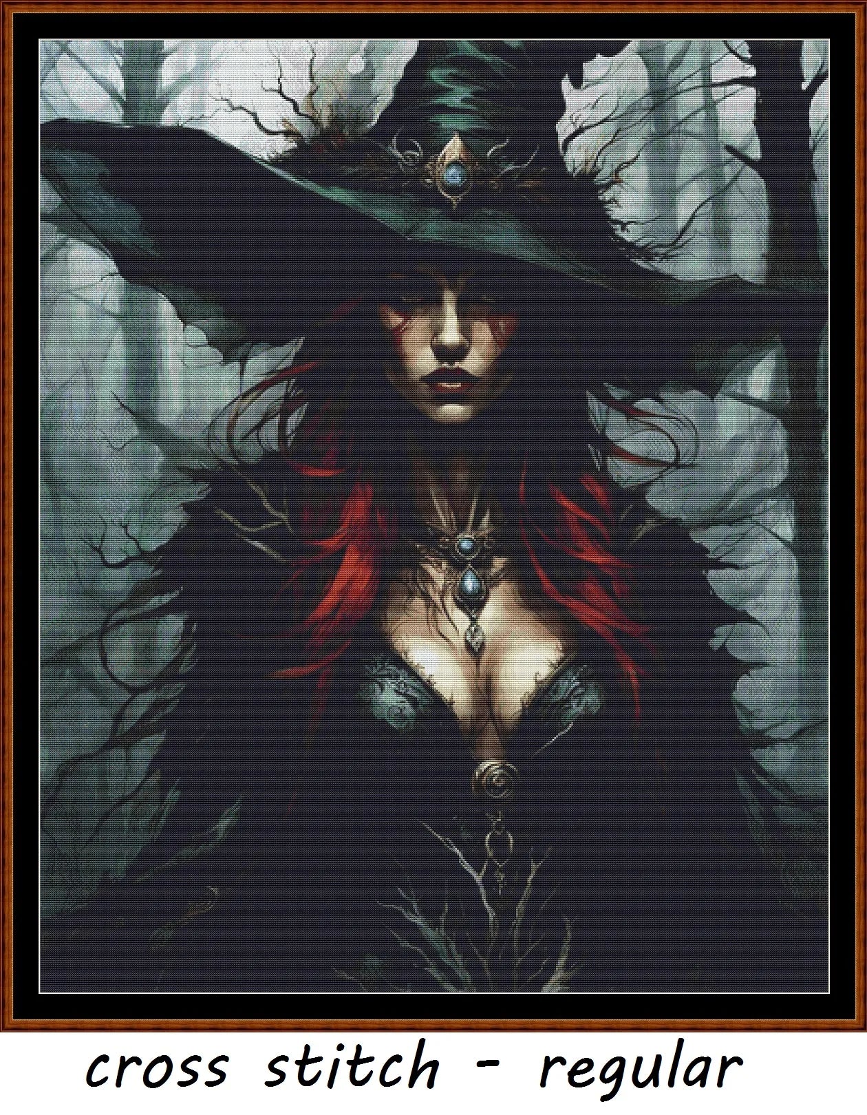 Expertly created from art by Nanne Tiggelman, under Public Domain CC0 license, Dressed For The Sabbat patterns. Dressed For The Sabbat is a witch pattern that comes as a full coverage pattern with no back-stitching. Additionally, Dressed For The Sabbat is available in 2 different design sizes - cross stitch regular & XL And each sale includes both B&W and colour charts