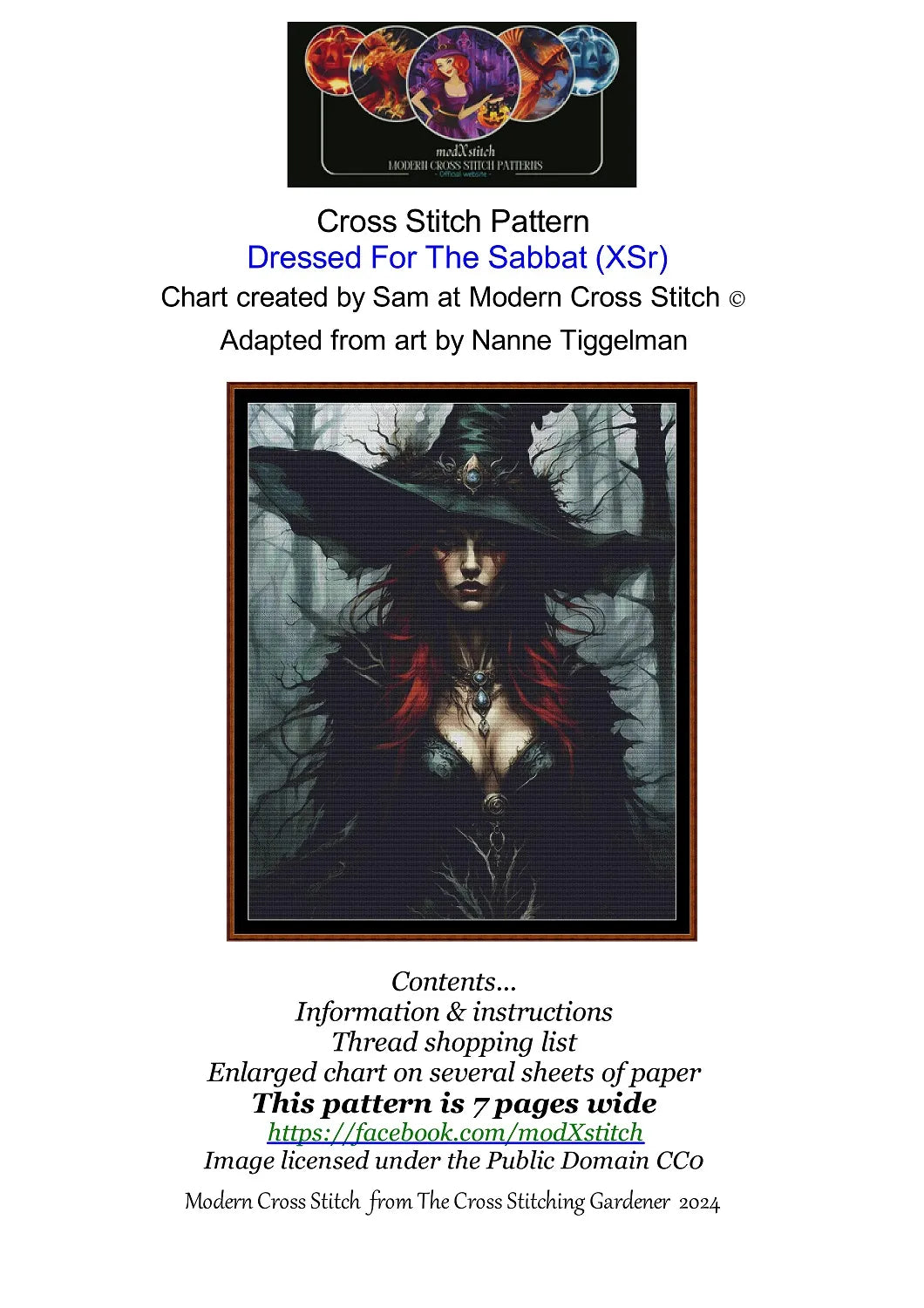 Expertly created from art by Nanne Tiggelman, under Public Domain CC0 license, Dressed For The Sabbat patterns. Dressed For The Sabbat is a witch pattern that comes as a full coverage pattern with no back-stitching. Additionally, Dressed For The Sabbat is available in 2 different design sizes - cross stitch regular & XL And each sale includes both B&W and colour charts