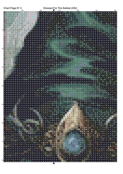 Expertly created from art by Nanne Tiggelman, under Public Domain CC0 license, Dressed For The Sabbat patterns. Dressed For The Sabbat is a witch pattern that comes as a full coverage pattern with no back-stitching. Additionally, Dressed For The Sabbat is available in 2 different design sizes - cross stitch regular & XL And each sale includes both B&W and colour charts