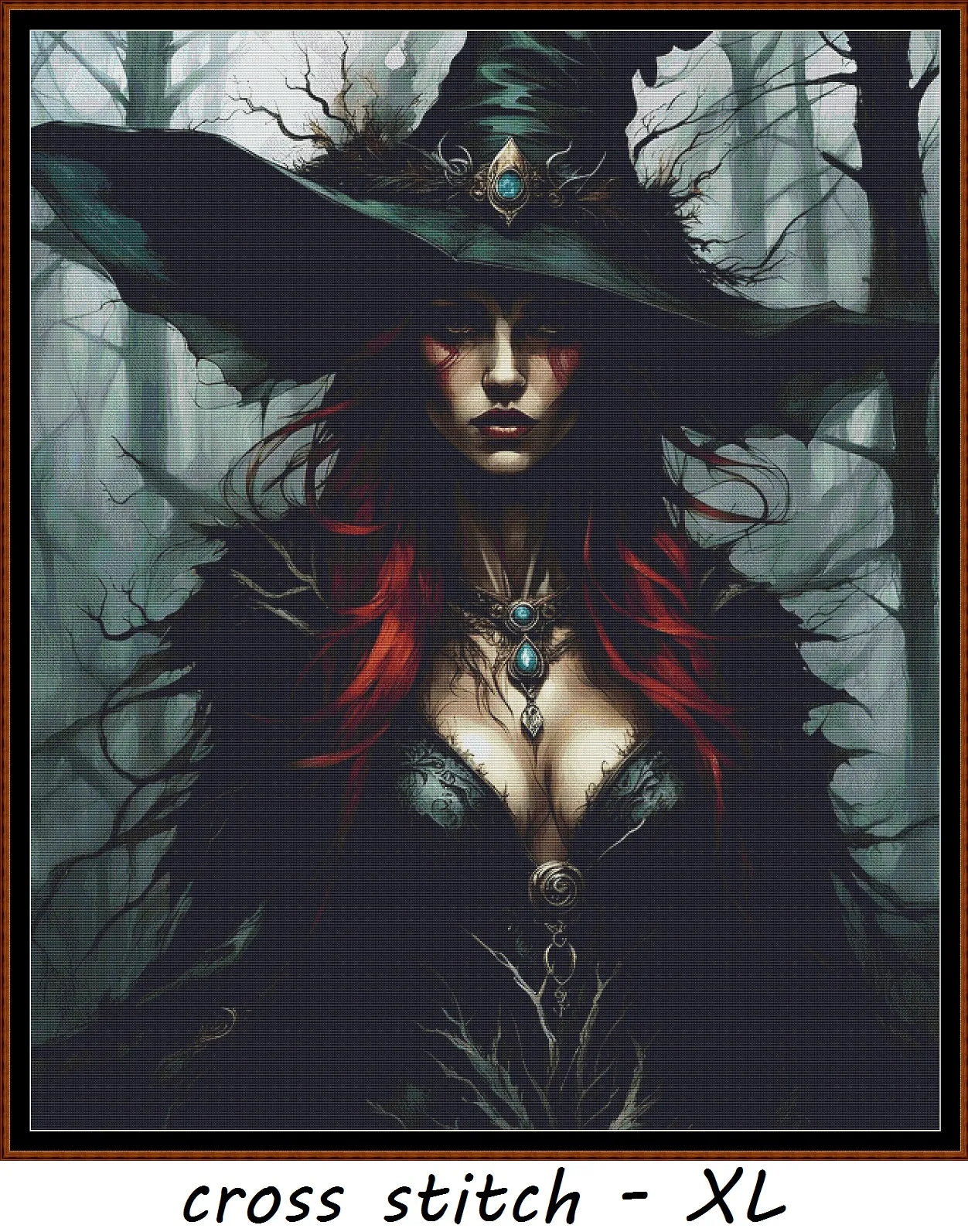 Expertly created from art by Nanne Tiggelman, under Public Domain CC0 license, Dressed For The Sabbat patterns. Dressed For The Sabbat is a witch pattern that comes as a full coverage pattern with no back-stitching. Additionally, Dressed For The Sabbat is available in 2 different design sizes - cross stitch regular & XL And each sale includes both B&W and colour charts