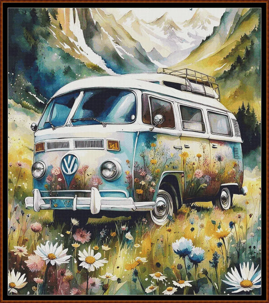Expertly created from art by Nanne Tiggelman, under Public Domain CC0 license, Flower Power patterns. Flower Power is a Volkswagen pattern that comes as a full coverage pattern with no back-stitching. Additionally, Flower Power is available in 2 different design sizes - cross stitch regular & XL And each sale includes both B&W and colour charts