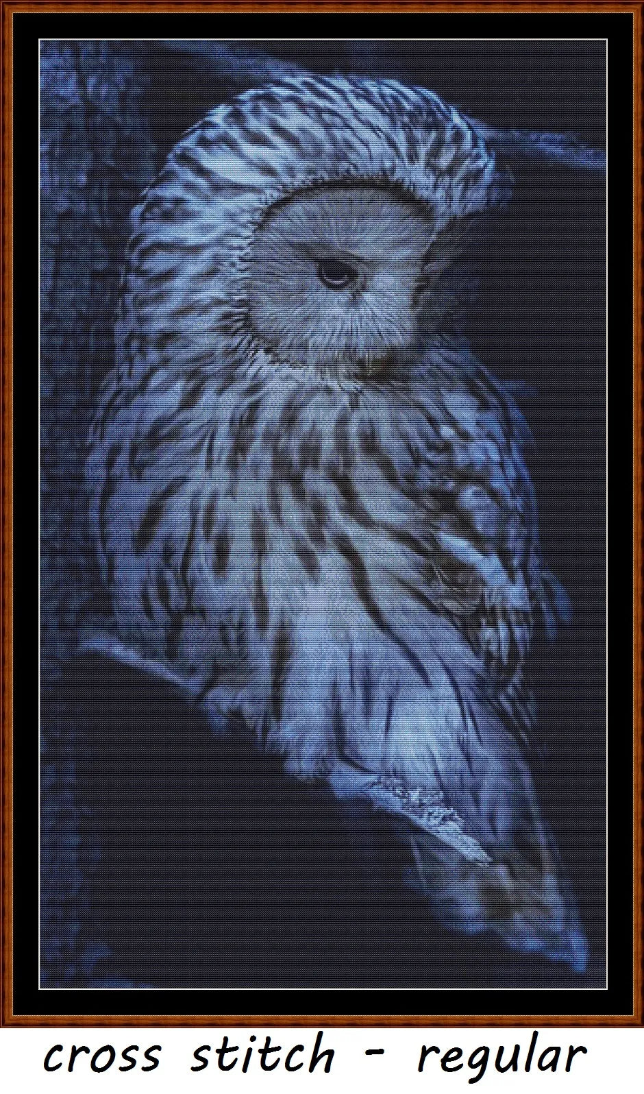 Expertly created from art by Erik Karits, under Public Domain CC0 license, Owl Expressions - Sad patterns. Owl Expressions - Sad is a rather blue owl pattern that comes as a full coverage pattern with no back-stitching. Additionally, Owl Expressions - Sad is available in 2 different design sizes - cross stitch regular & XL And each sale includes both B&W and colour charts