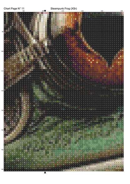 Expertly created from art by Lisa Yount, under Public Domain CC0 license, Steampunk Frog patterns. Steampunk Frog is a fantasy amphibian pattern that comes as a full coverage pattern with no back-stitching. Additionally, Steampunk Frog is available in 2 different design sizes - cross stitch regular & XL And each sale includes both B&W and colour charts