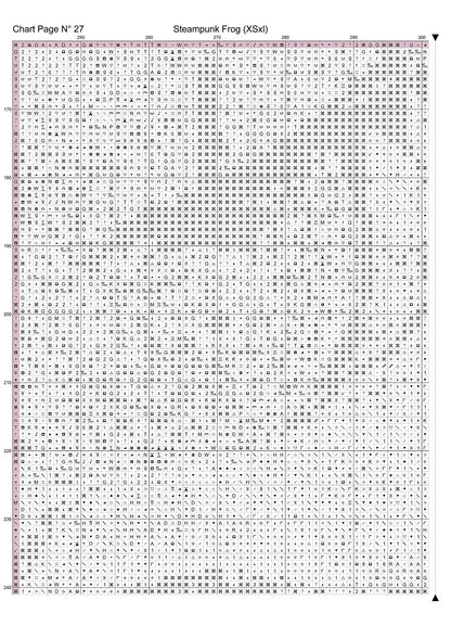 Expertly created from art by Lisa Yount, under Public Domain CC0 license, Steampunk Frog patterns. Steampunk Frog is a fantasy amphibian pattern that comes as a full coverage pattern with no back-stitching. Additionally, Steampunk Frog is available in 2 different design sizes - cross stitch regular & XL And each sale includes both B&W and colour charts