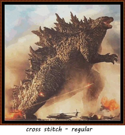 Expertly created by Sam, Godzilla patterns. Godzilla is a fantasy monster pattern that comes as a full coverage pattern with no back-stitching.