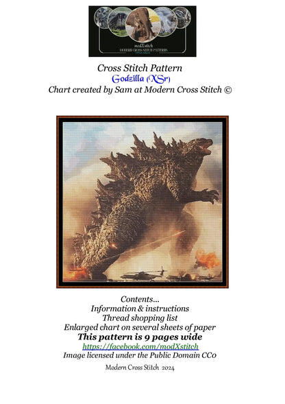 Expertly created by Sam, Godzilla patterns. Godzilla is a fantasy monster pattern that comes as a full coverage pattern with no back-stitching.