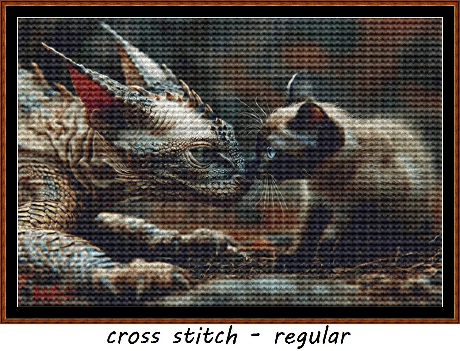 Expertly created from art by Lisa Yount, under Public Domain CC0 license, Unusual Friends patterns. Unusual Friends is a fantasy feline cat and kitten pattern that comes as a full coverage pattern with no back-stitching.