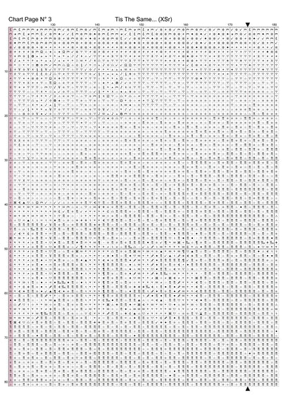 Expertly created by Sam, Tis The Same... patterns. Tis The Same... is a fantastic pattern that comes as a full coverage pattern with no back-stitching. Additionally, Tis The Same... is available in 3 different design sizes - cross stitch small, regular & XL And each sale includes both B&W and colour charts