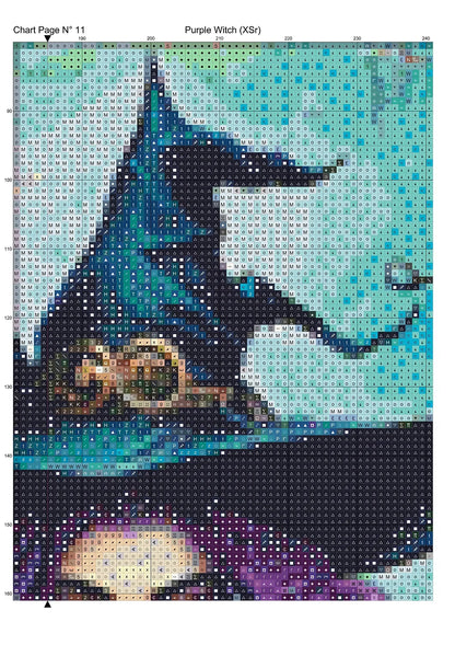 Expertly created from art by CrimsonMystique, under Public Domain CC0 license, Purple Witch patterns. Purple Witch is an art cat cross stitch pattern that comes as a full coverage pattern with no back-stitching. Additionally, Purple Witch is available in 2 different design sizes - cross stitch regular & XL And each sale includes both B&W and colour charts