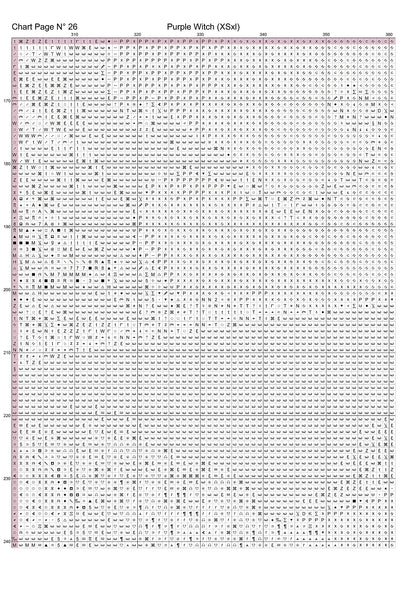 Expertly created from art by CrimsonMystique, under Public Domain CC0 license, Purple Witch patterns. Purple Witch is an art cat cross stitch pattern that comes as a full coverage pattern with no back-stitching. Additionally, Purple Witch is available in 2 different design sizes - cross stitch regular & XL And each sale includes both B&W and colour charts