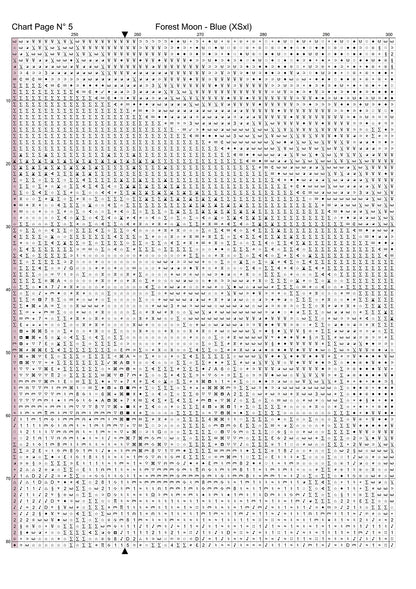 Expertly created from art by Marcia Figg, under Public Domain CC0 license, Forest Moon - Blue  patterns. Forest Moon - Blue is a dark fantasy cross stitch pattern that comes as a full coverage pattern with no back-stitching. Additionally, Forest Moon - Blue is available in 2 different design sizes - cross stitch regular & XL And each sale includes both B&W and colour charts