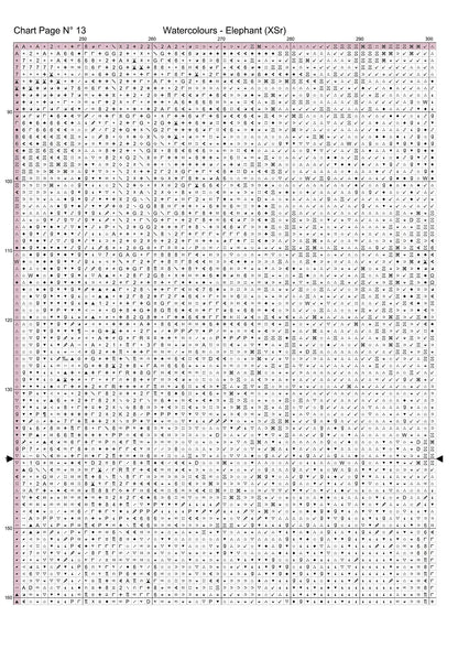 Expertly created from art by David Clode, under Public Domain CC0 license, Watercolours - Elephant patterns. Watercolours - Elephant is an art cat cross stitch pattern that comes as a non-full coverage pattern with no back-stitching. Additionally, Watercolours - Elephant is available in 2 different design sizes - cross stitch regular & XL And each sale includes both B&W and colour charts