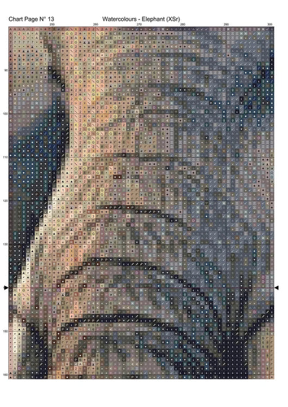 Expertly created from art by David Clode, under Public Domain CC0 license, Watercolours - Elephant patterns. Watercolours - Elephant is an art cat cross stitch pattern that comes as a non-full coverage pattern with no back-stitching. Additionally, Watercolours - Elephant is available in 2 different design sizes - cross stitch regular & XL And each sale includes both B&W and colour charts