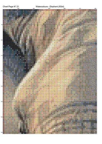 Expertly created from art by David Clode, under Public Domain CC0 license, Watercolours - Elephant patterns. Watercolours - Elephant is an art cat cross stitch pattern that comes as a non-full coverage pattern with no back-stitching. Additionally, Watercolours - Elephant is available in 2 different design sizes - cross stitch regular & XL And each sale includes both B&W and colour charts