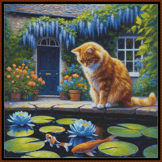 Expertly created from art by David Clode, under Public Domain CC0 license, Fish Watching patterns. Fish Watching is an art cat cross stitch pattern that comes as a full coverage pattern with no back-stitching. Additionally, Fish Hunting is available in 2 different design sizes - cross stitch regular & XL And each sale includes both B&W and colour charts