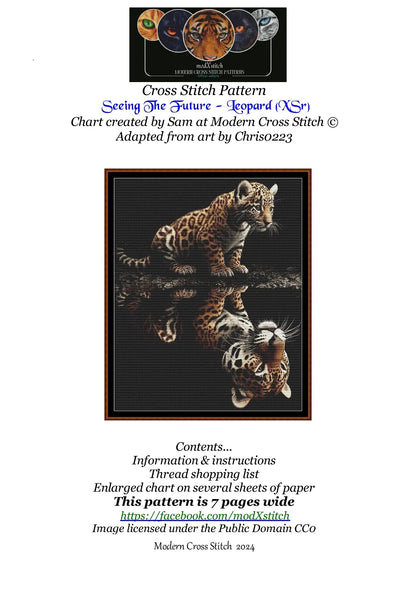 Expertly created from art by Chris0223, under Public Domain CC0 license, Leopard Seeing the Future patterns. Leopard Seeing the Future is a beautiful cat cross stitch pattern that comes as a full coverage pattern with no back-stitching. Additionally, Leopard Seeing the Future is available in 2 different design sizes - cross stitch regular & XL And each sale includes both B&W and colour charts