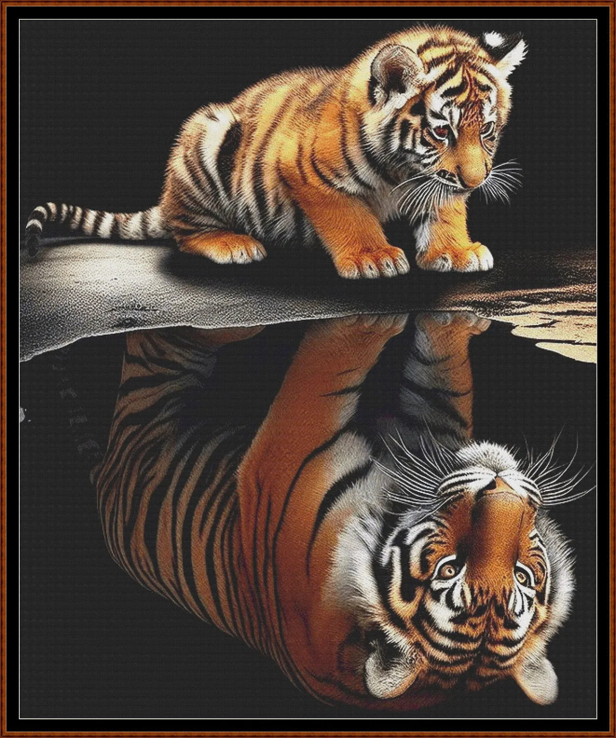 Expertly created from art by Chris0223, under Public Domain CC0 license, Tiger Seeing the Future patterns. Tiger Seeing the Future is a beautiful cat cross stitch pattern that comes as a full coverage pattern with no back-stitching. Additionally, Tiger Seeing the Future is available in 2 different design sizes - cross stitch regular & XL And each sale includes both B&W and colour charts