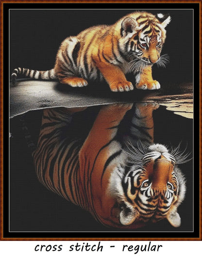 Expertly created from art by Chris0223, under Public Domain CC0 license, Tiger Seeing the Future patterns. Tiger Seeing the Future is a beautiful cat cross stitch pattern that comes as a full coverage pattern with no back-stitching. Additionally, Tiger Seeing the Future is available in 2 different design sizes - cross stitch regular & XL And each sale includes both B&W and colour charts