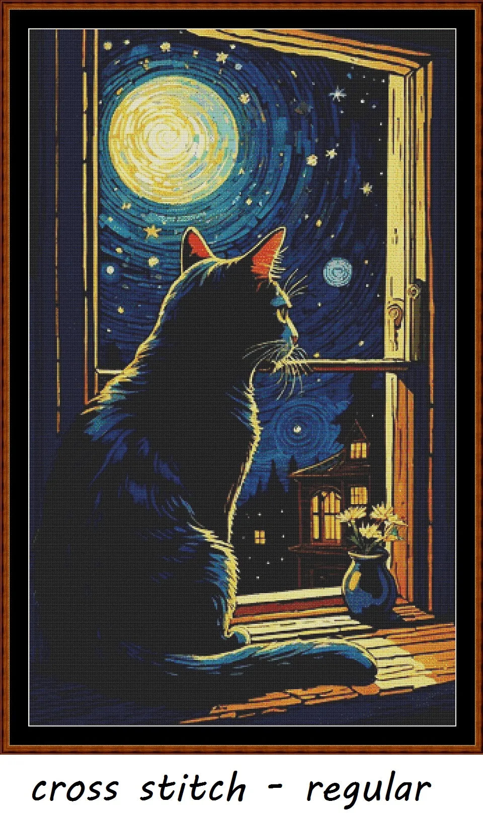 Expertly created from art by Busra Akpolat, under Public Domain CC0 license, Starry Night Kitty patterns. Starry Night Kitty is a beautiful cat cross stitch pattern that comes as a full coverage pattern with no back-stitching. Additionally, Starry Night Kitty is available in 2 different design sizes - cross stitch regular & XL And each sale includes both B&W and colour charts