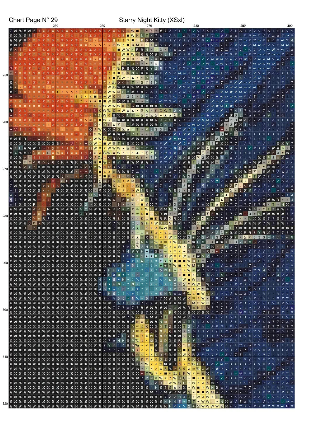 Expertly created from art by Busra Akpolat, under Public Domain CC0 license, Starry Night Kitty patterns. Starry Night Kitty is a beautiful cat cross stitch pattern that comes as a full coverage pattern with no back-stitching. Additionally, Starry Night Kitty is available in 2 different design sizes - cross stitch regular & XL And each sale includes both B&W and colour charts