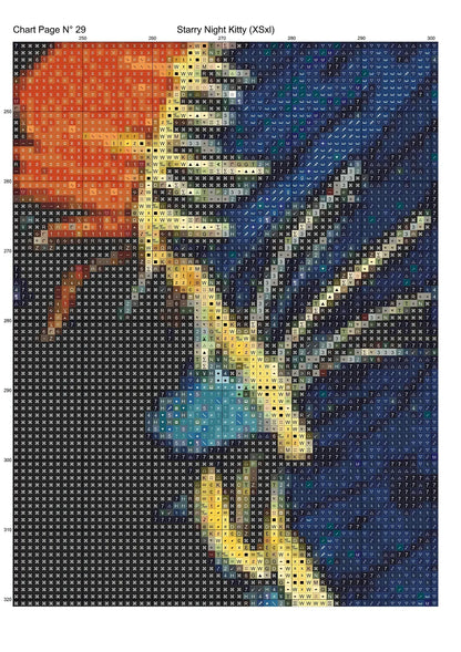 Expertly created from art by Busra Akpolat, under Public Domain CC0 license, Starry Night Kitty patterns. Starry Night Kitty is a beautiful cat cross stitch pattern that comes as a full coverage pattern with no back-stitching. Additionally, Starry Night Kitty is available in 2 different design sizes - cross stitch regular & XL And each sale includes both B&W and colour charts
