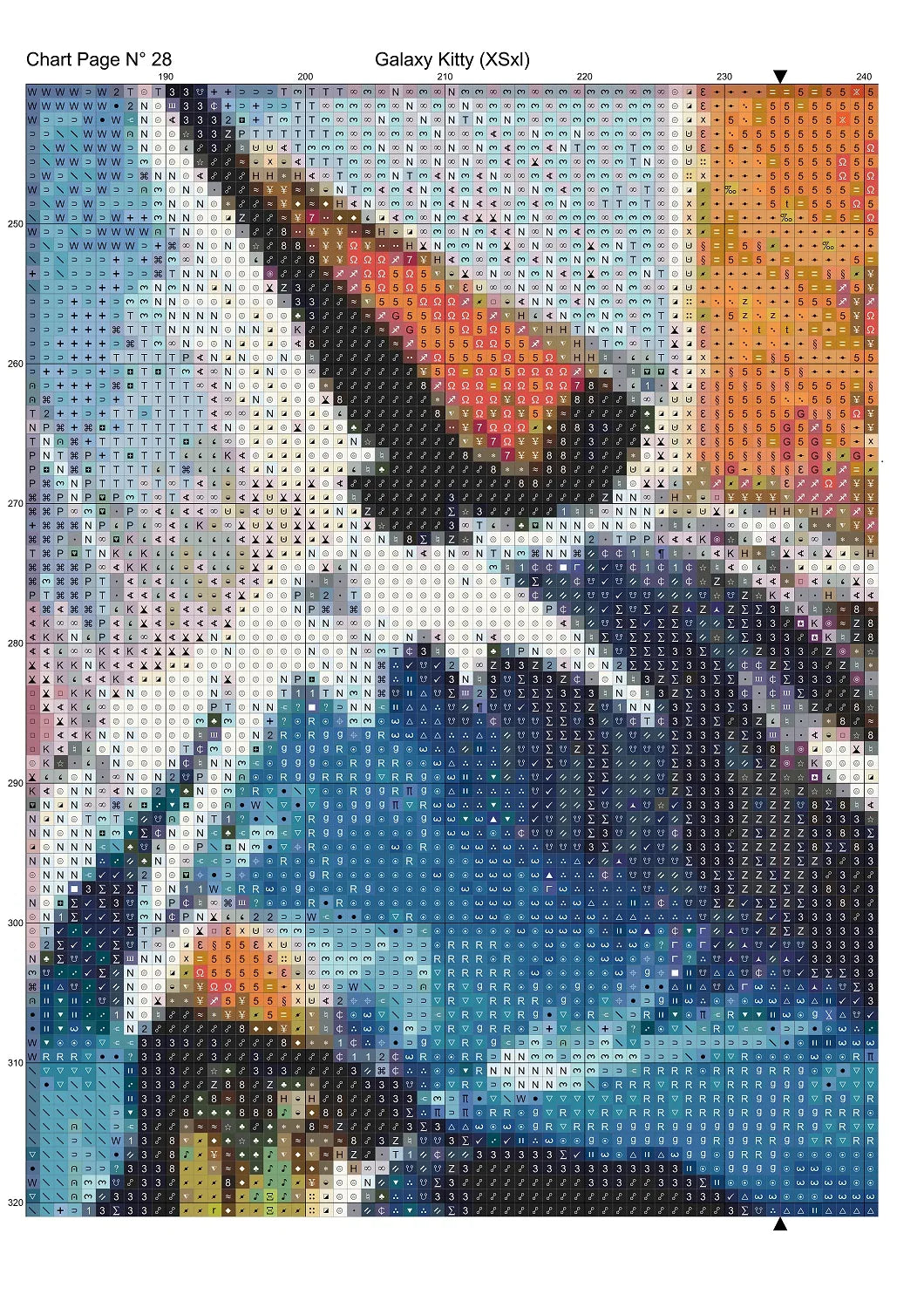 Expertly created from art by Busra Akpolat, under Public Domain CC0 license, Galaxy Kitty patterns. Galaxy Kitty is a beautiful cat cross stitch pattern that comes as a full coverage pattern with no back-stitching. Additionally, Galaxy Kitty is available in 2 different design sizes - cross stitch regular & XL And each sale includes both B&W and colour charts