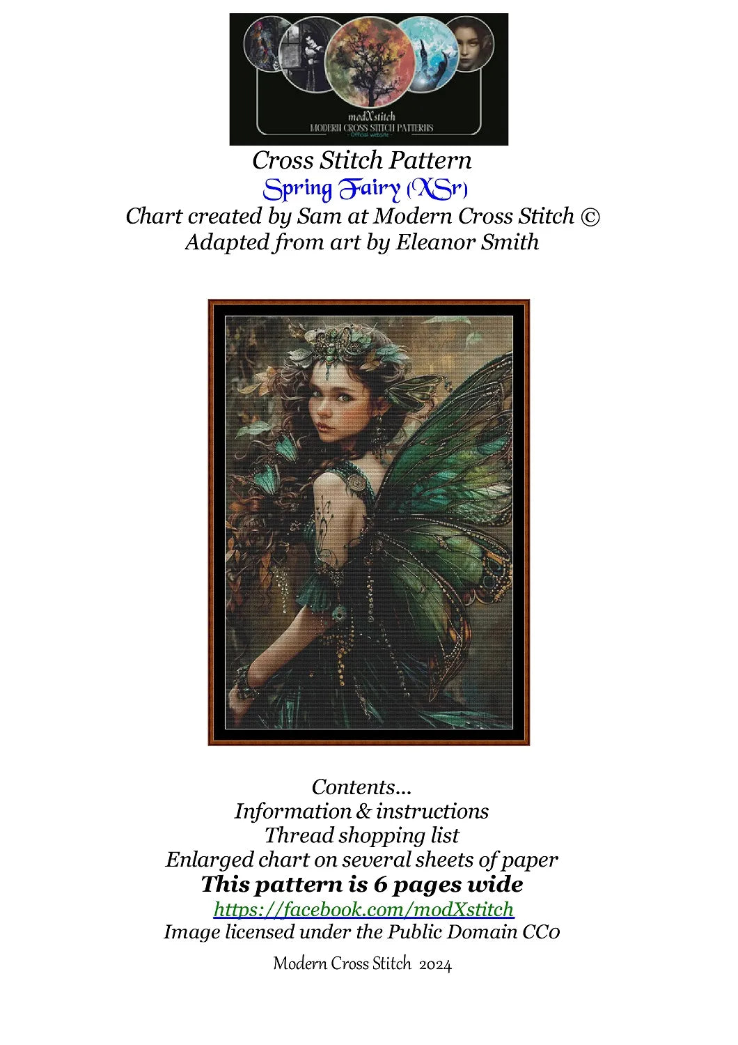 Expertly created from art by Eleanor Smith, under Public Domain CC0 license, Spring Fairy patterns. Spring Fairy is a beautiful cross stitch pattern that comes as a full coverage pattern with no back-stitching. Additionally, Spring Fairy is available in 2 different design sizes - cross stitch regular & XL And each sale includes both B&W and colour charts