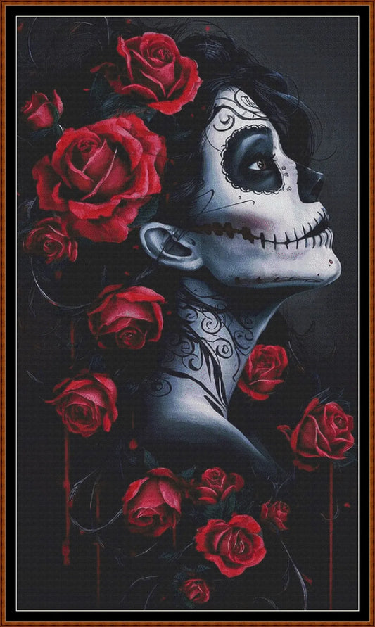 Expertly created from art by Boris Rager, under Public Domain CC0 license, La Catrina patterns. La Catrina is a beautiful sugar skull cross stitch pattern that comes as a full coverage pattern with no back-stitching. Additionally,La Catrina is available in 2 different design sizes - cross stitch regular & XL And each sale includes both B&W and colour charts