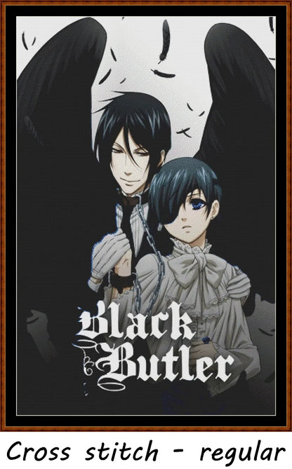 Black Butler cross stitch pattern conceived and expertly created by Sam.