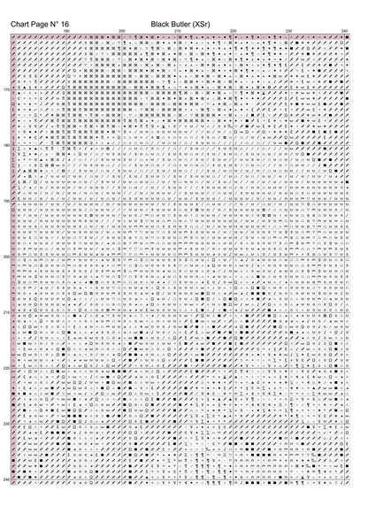 Black Butler cross stitch pattern conceived and expertly created by Sam.