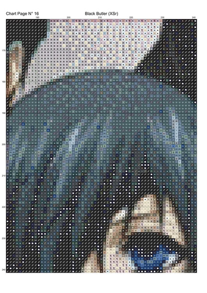 Black Butler cross stitch pattern conceived and expertly created by Sam.