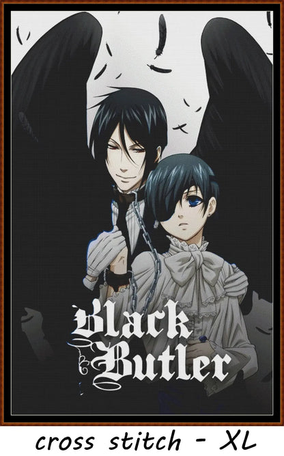 Black Butler cross stitch pattern conceived and expertly created by Sam.