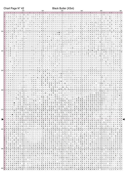 Black Butler cross stitch pattern conceived and expertly created by Sam.