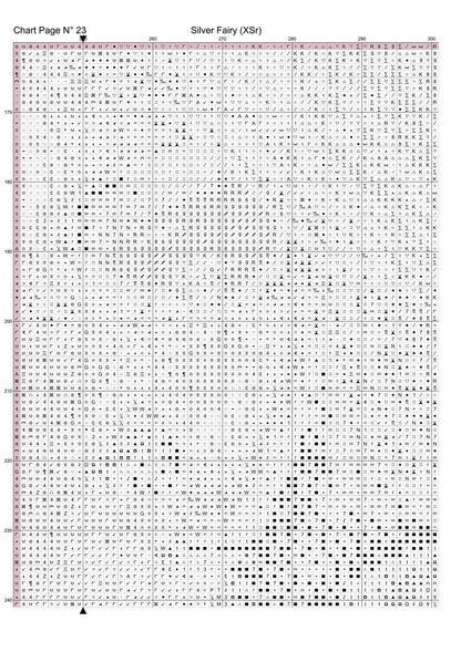 Silver Fairy cross stitch pattern conceived and expertly created by Sam. Inspired by art created by Barbara (BarBus) covered under the Public Domain CC0 license.