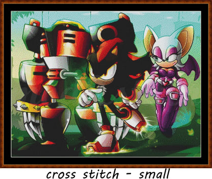 Sonic - Team Dark cross stitch pattern