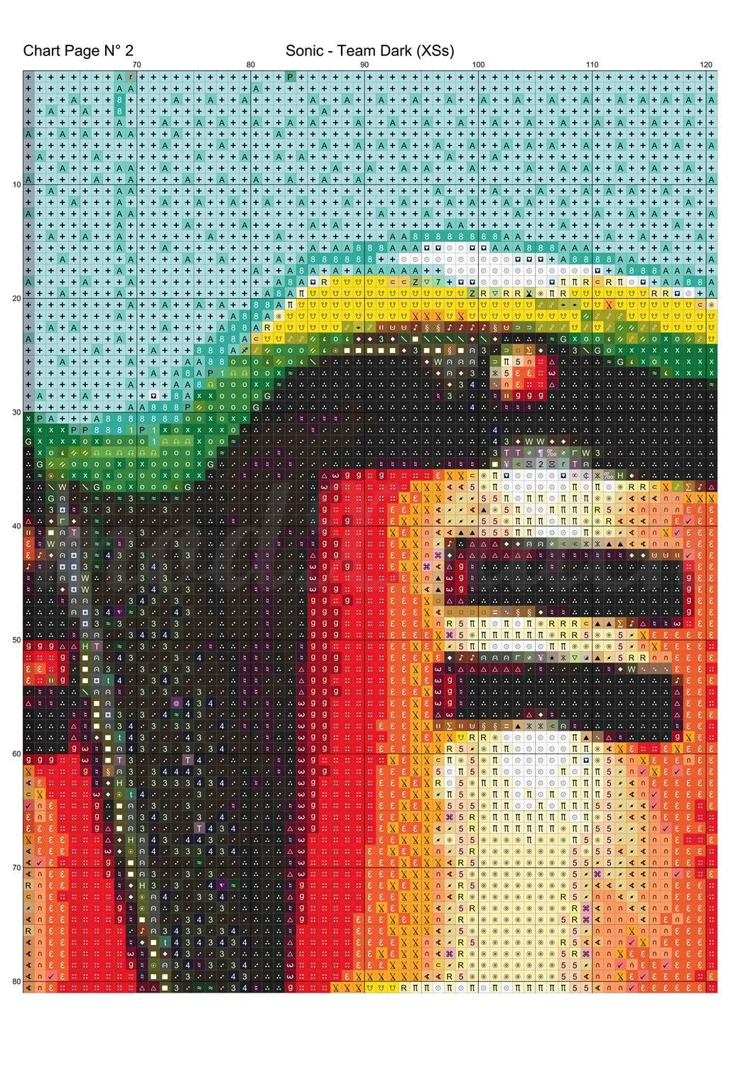 Sonic - Team Dark cross stitch pattern