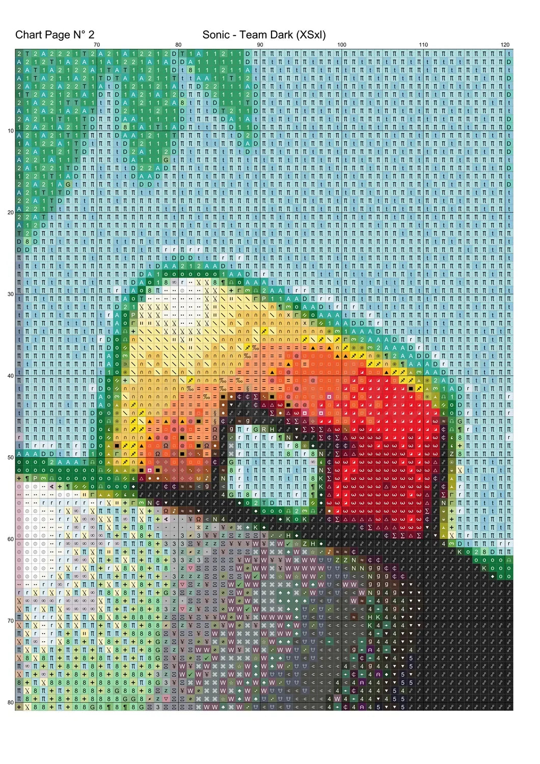 Sonic - Team Dark cross stitch pattern