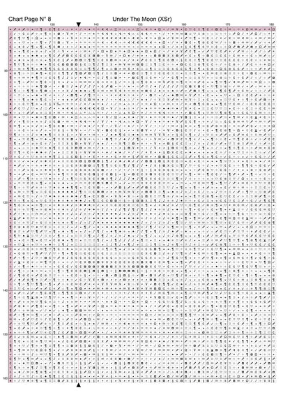 Under The Moon cross stitch pattern A unique and exclusive design to modXstitch, conceived and expertly created with the help of AI, by Sam.