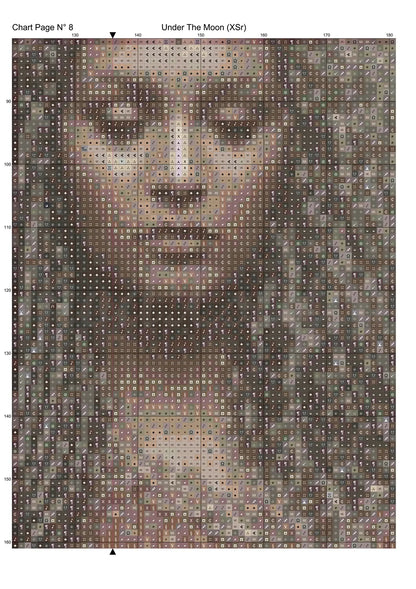 Under The Moon cross stitch pattern A unique and exclusive design to modXstitch, conceived and expertly created with the help of AI, by Sam.