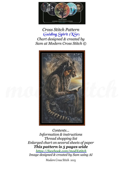 Guiding Spirit cross stitch pattern A unique and exclusive design to modXstitch, conceived and expertly created with the help of AI, by Sam.
