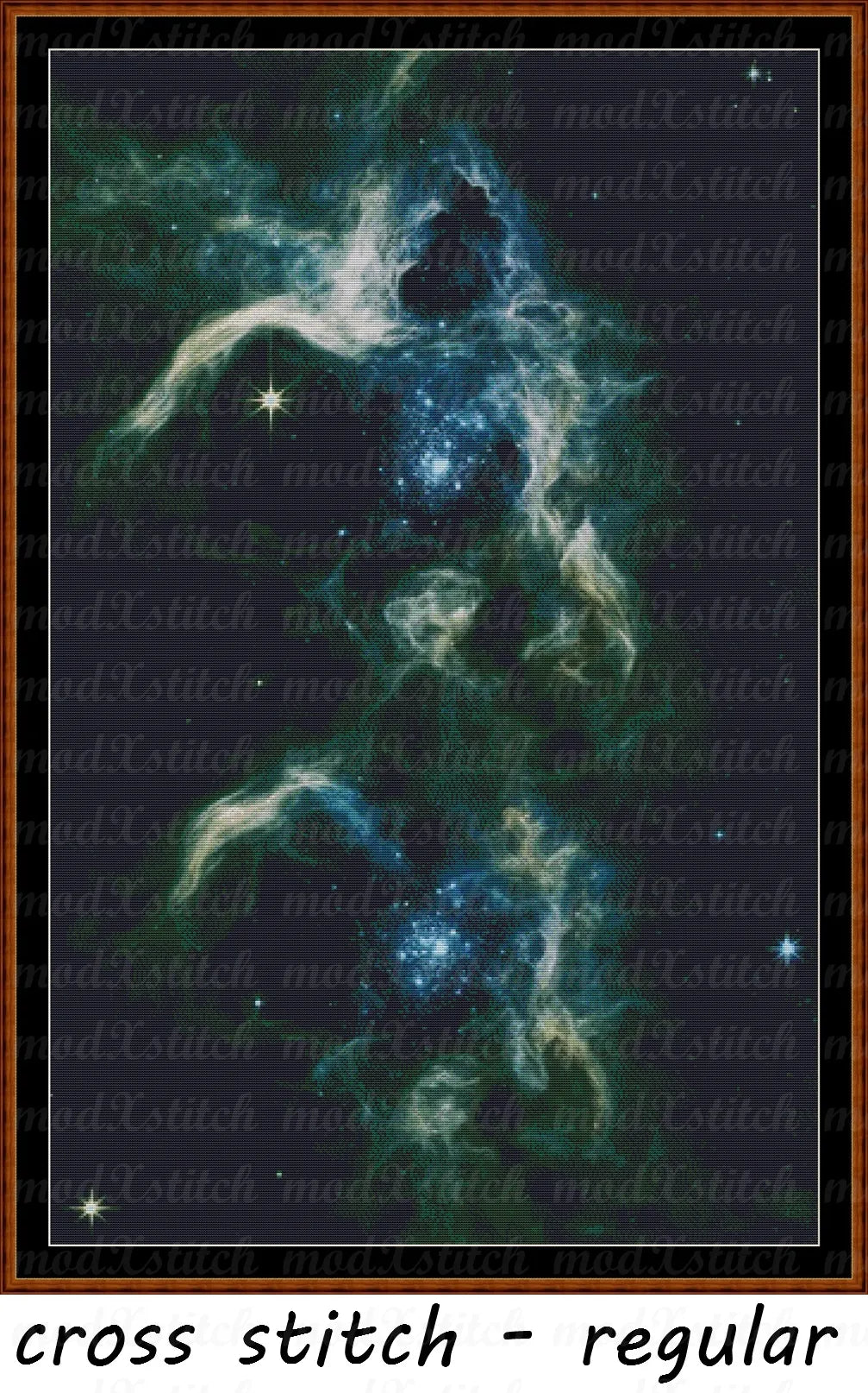 Nebula cross stitch pattern A unique design to modXstitch, image from NASA and pattern expertly created by Sam.