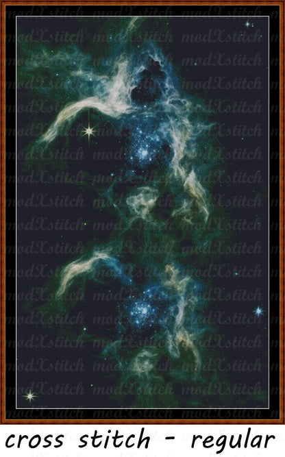 Nebula cross stitch pattern A unique design to modXstitch, image from NASA and pattern expertly created by Sam.