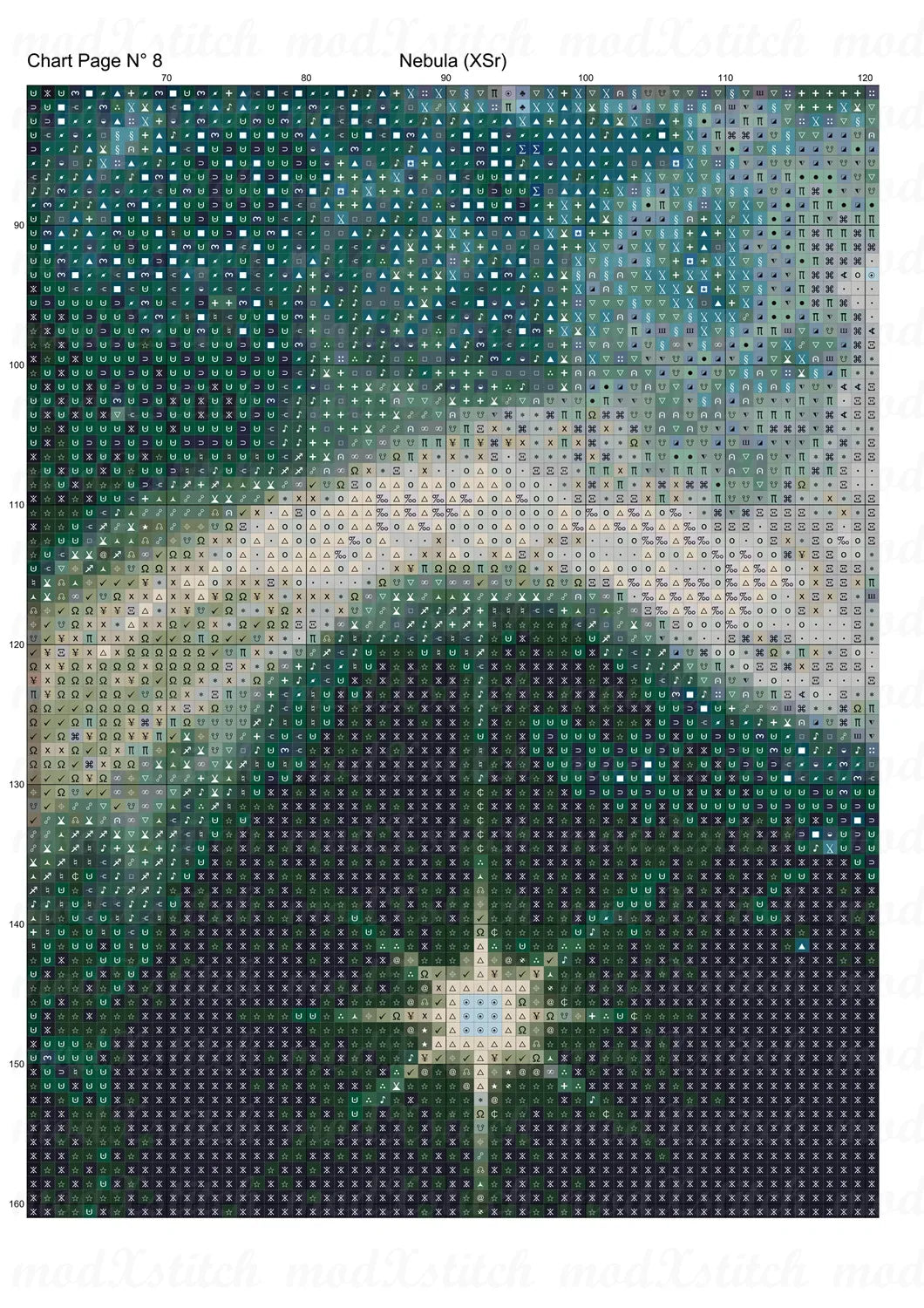 Nebula cross stitch pattern A unique design to modXstitch, image from NASA and pattern expertly created by Sam.