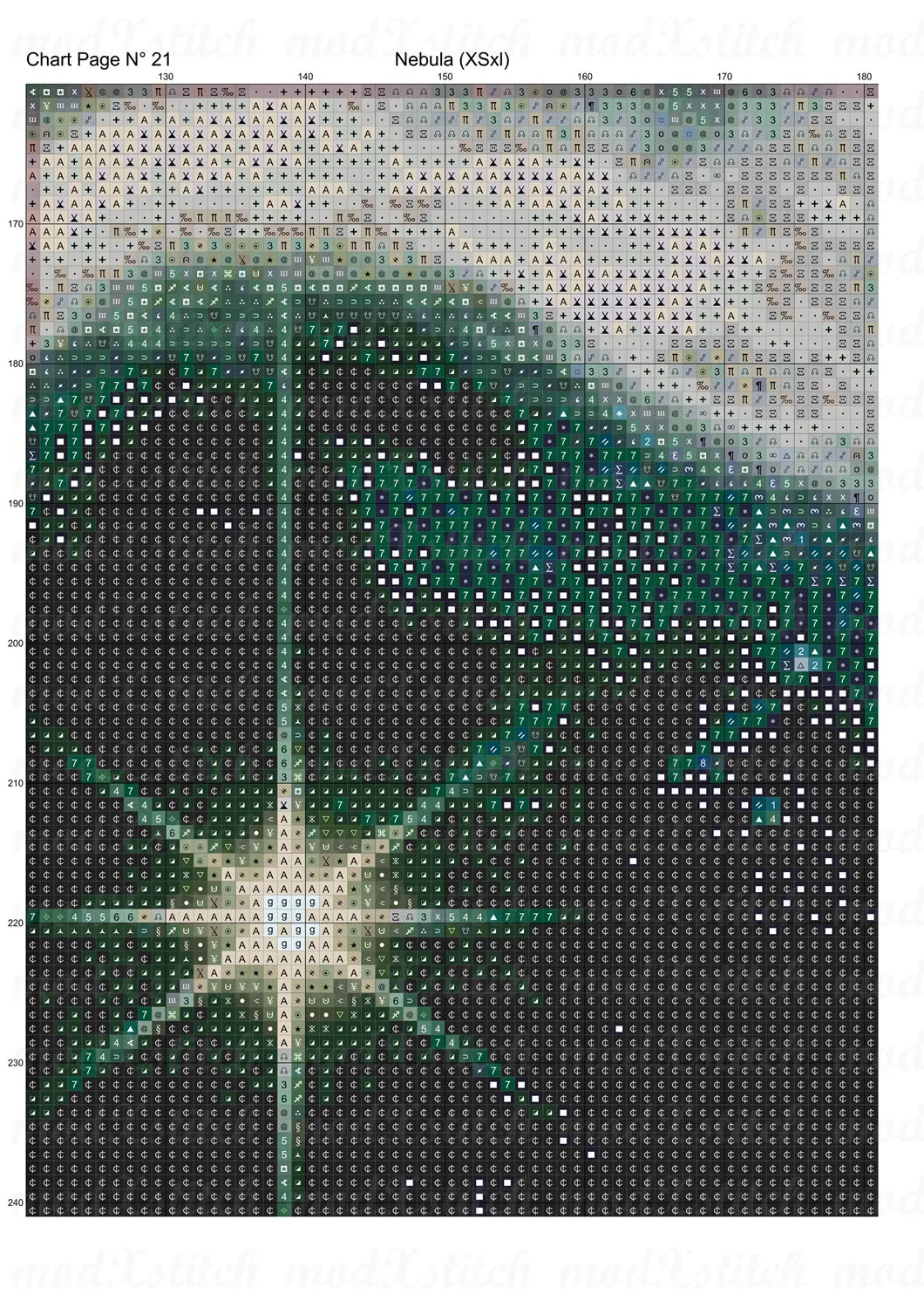 Nebula cross stitch pattern A unique design to modXstitch, image from NASA and pattern expertly created by Sam.