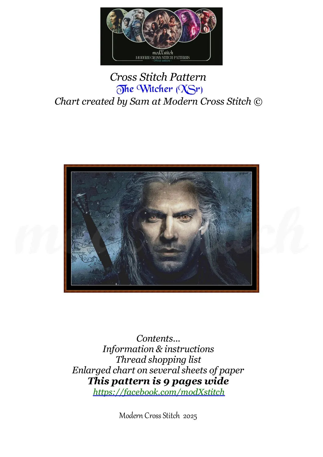 The Witcher cross stitch pattern A unique design to modXstitch, expertly created by Sam.