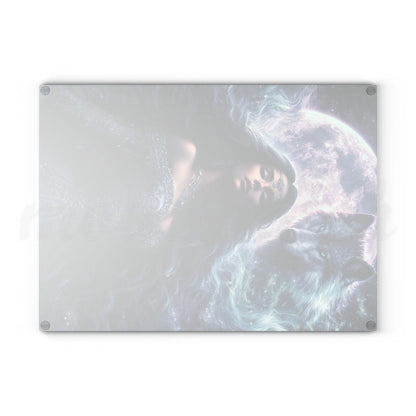 Spirit Guide - Wolf - Tempered Glass Cutting Board