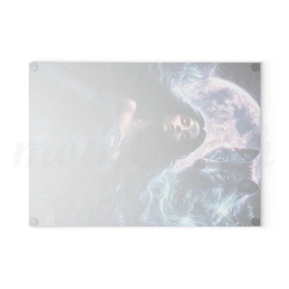 Spirit Guide - Wolf - Tempered Glass Cutting Board