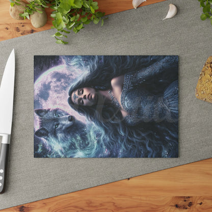 Spirit Guide - Wolf - Tempered Glass Cutting Board