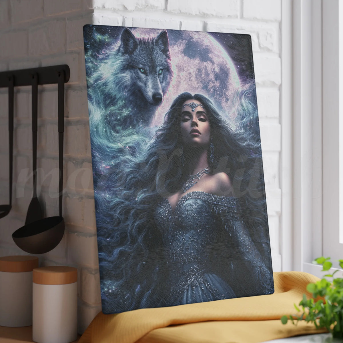Spirit Guide - Wolf - Tempered Glass Cutting Board