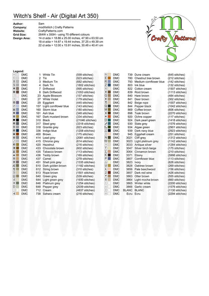 Witch's Shelf - Air Cross Stitch Pattern | Full Coverage Fine Art Chart PDF Bundle